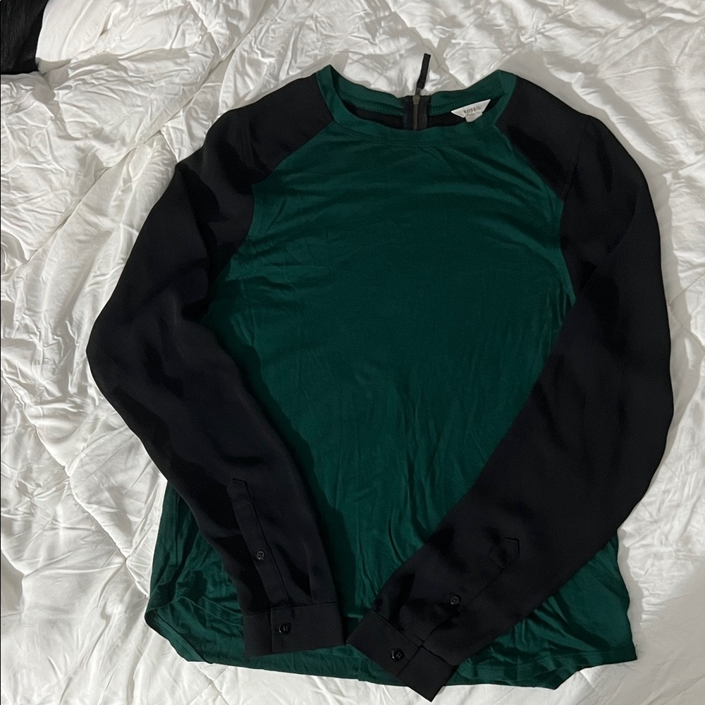 Green and Black Long Sleeve Top